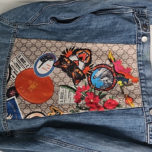 Small Revivify Demin Jacket with Gucci Scarf details - Picture 2 of 6